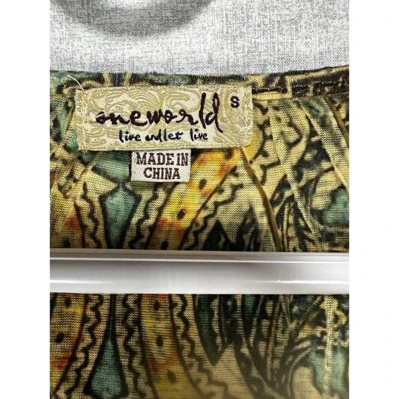 Womens One World Live And Let Live Size Small Tank Top Multi-Color Boho - Picture 2 of 6